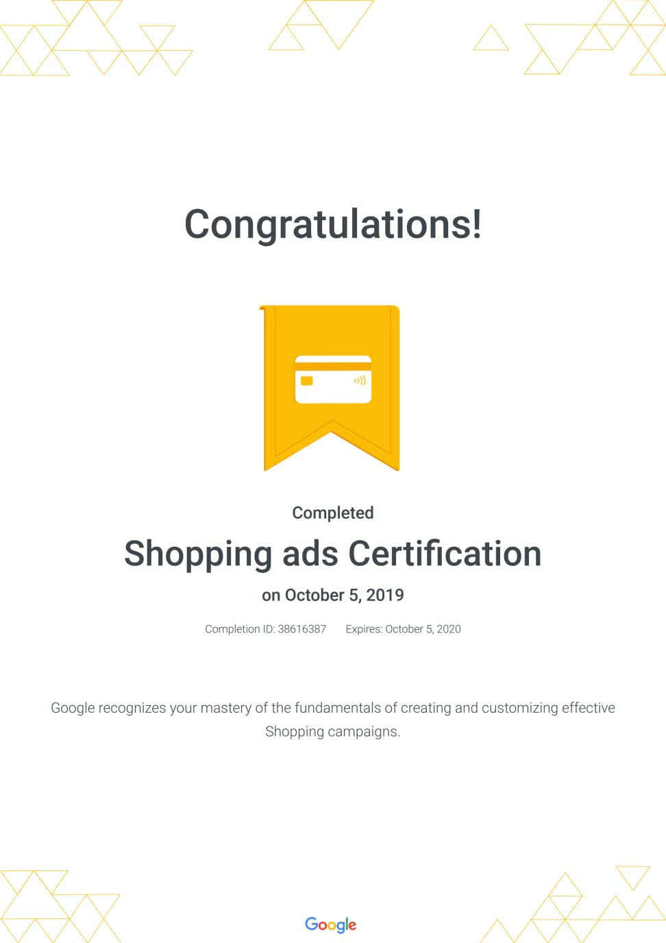 GOOGLE廣告原廠證照